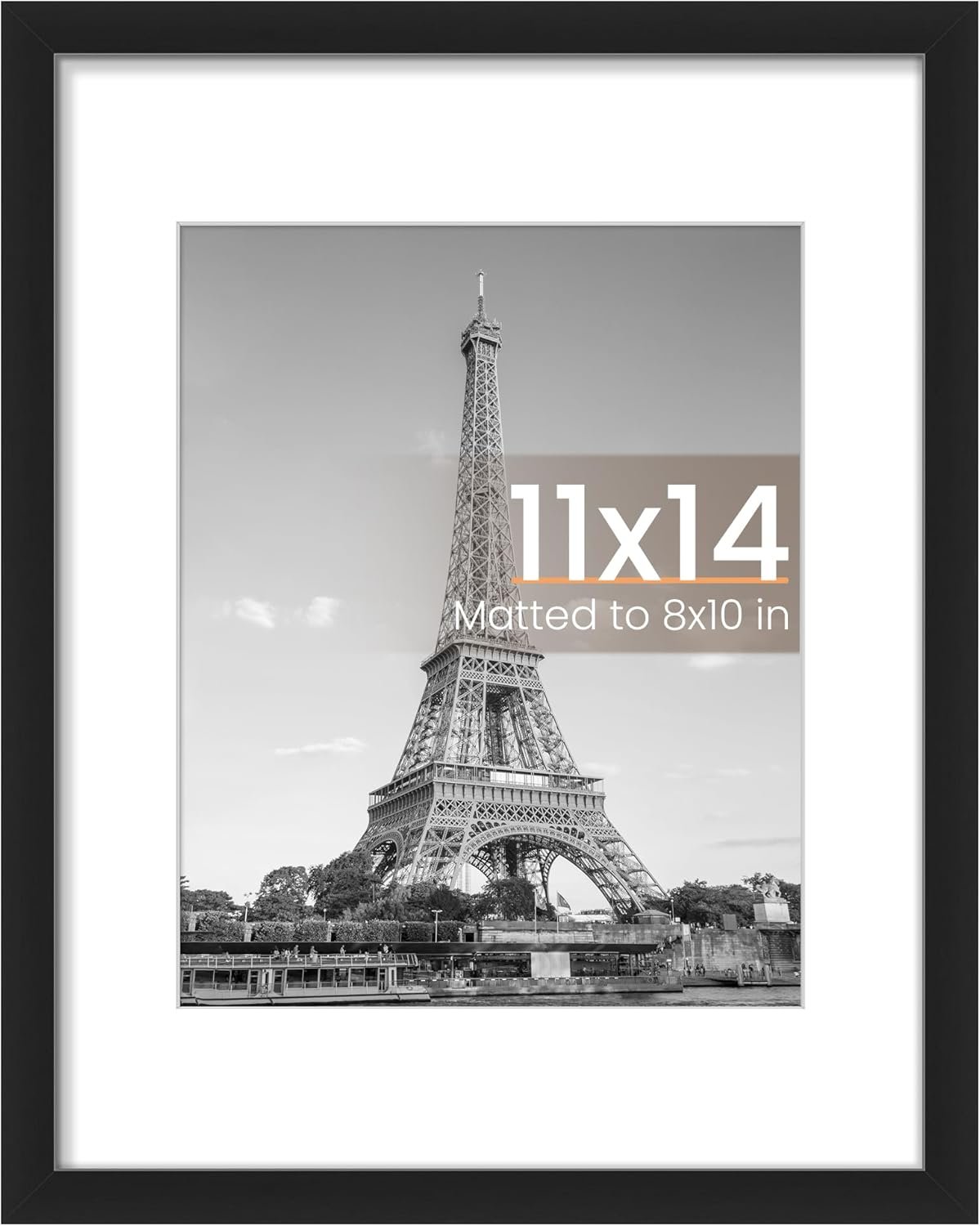 upsimples 11×14 Picture Frame, Display Pictures 8×10 with Mat or 11×14 Without Mat, Wall Hanging Photo Frame, Black, 1 Pack