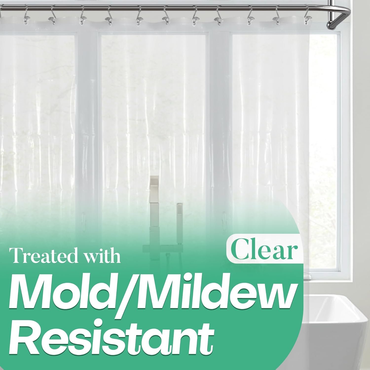 Clear Shower Curtain Liner with 3 Magnets, 72×72 | 12 Rustproof Grommets, Premium Flexible Sturdy Plastic Shower Curtain for Bathroom Lightweight, Waterproof,72W x 72H