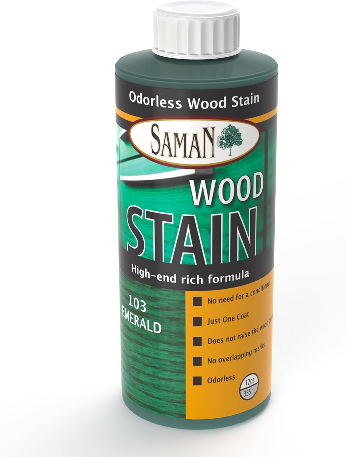 SamaN Interior Water Based Wood Stain – Natural Stain for Furniture, Moldings, Wood Paneling, Cabinets (Emerald TEW-103-12, 12 oz)