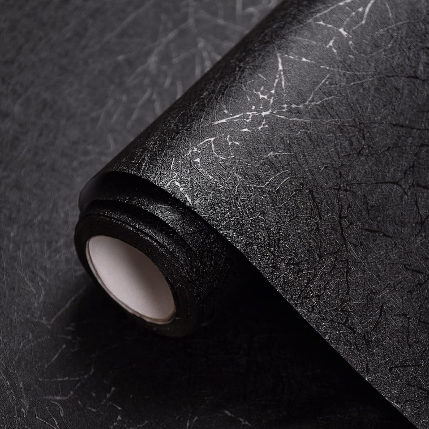 Cohoo Home Black Wallpaper Peel and Stick Contact Paper Black Silk15.7×118” | Textured Silk Wallpaper Self Adhesive Removable Wallpaper for Bedroom Drawer Cabinet Liner Waterproof Wall Covering Sticker