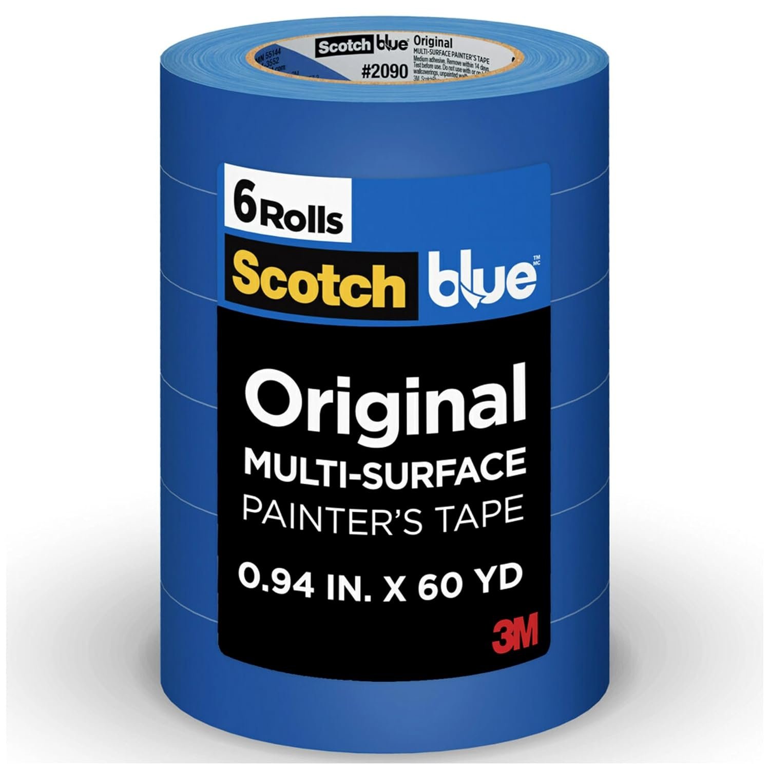 ScotchBlue Original Multi-Surface Painter’s Tape 1 Inch Wide, 6 Rolls | 0.94 in x 60 yd, Blue Paint Tape, Protects Surfaces and Removes Easily, Painting Tape for Indoor and Outdoor Use