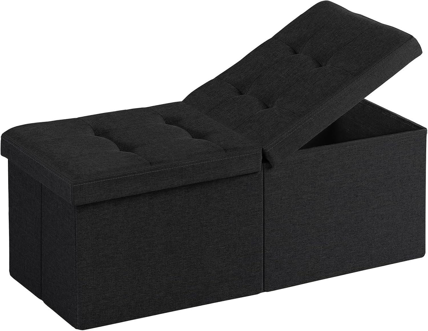 35-INCH Storage Ottoman Bench, Footrest with Storage, End of Bed Bench Coffee Table for Living Room, Bedroom, Entryway, Black