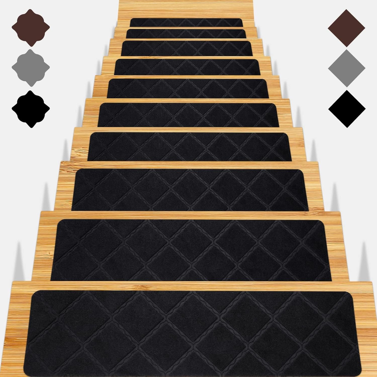 Stair Treads for Wooden Steps 15pcs – 8x30in Carpet Stairs Runner Indoor Non-Slip Stair Mats for Kids Elders and Pets | Indoor Stair Mats for Kids Elders and Pets