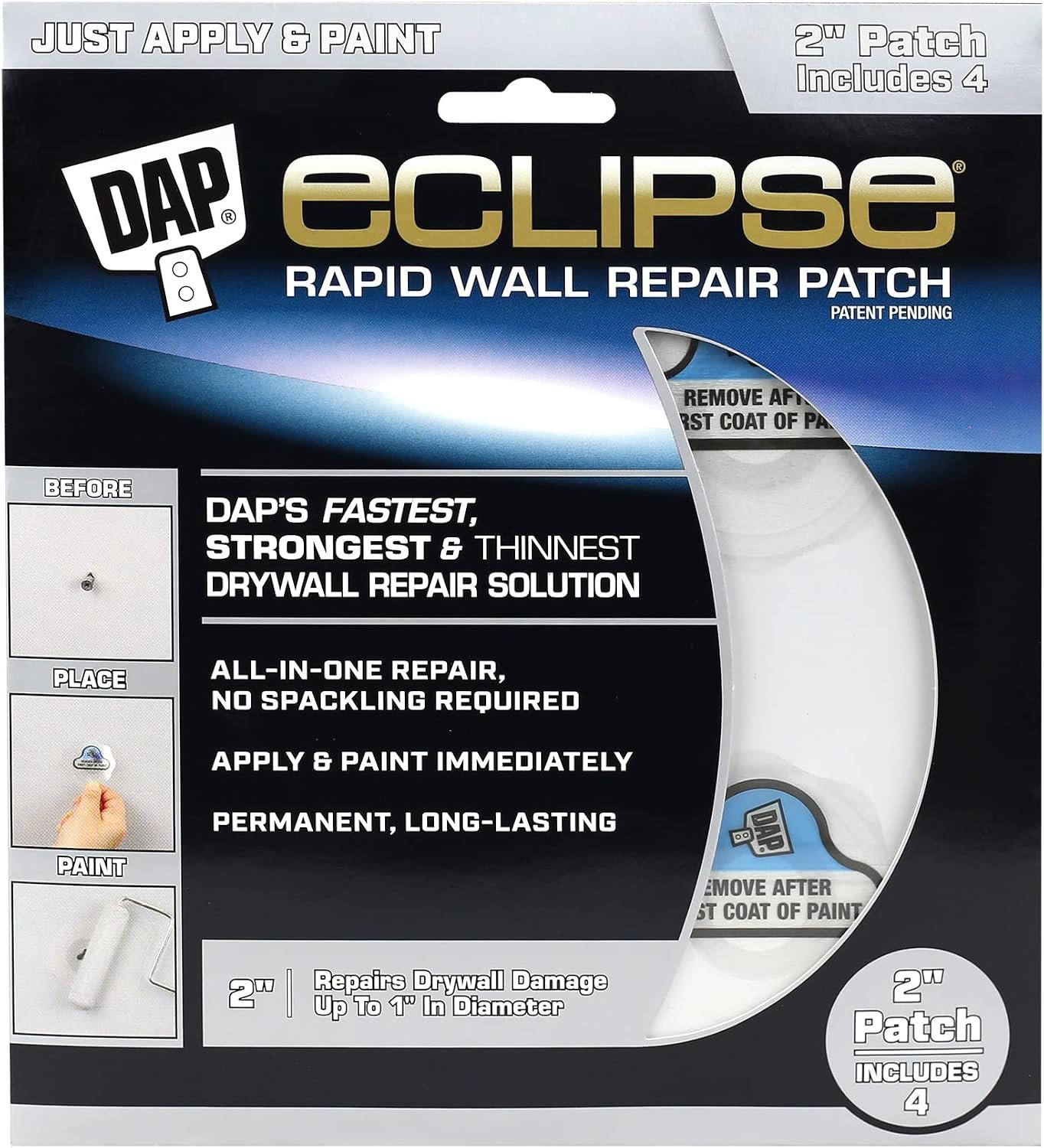 DAP Eclipse Rapid Wall Repair Patch, 2 in, 4 Pack (7079809161)