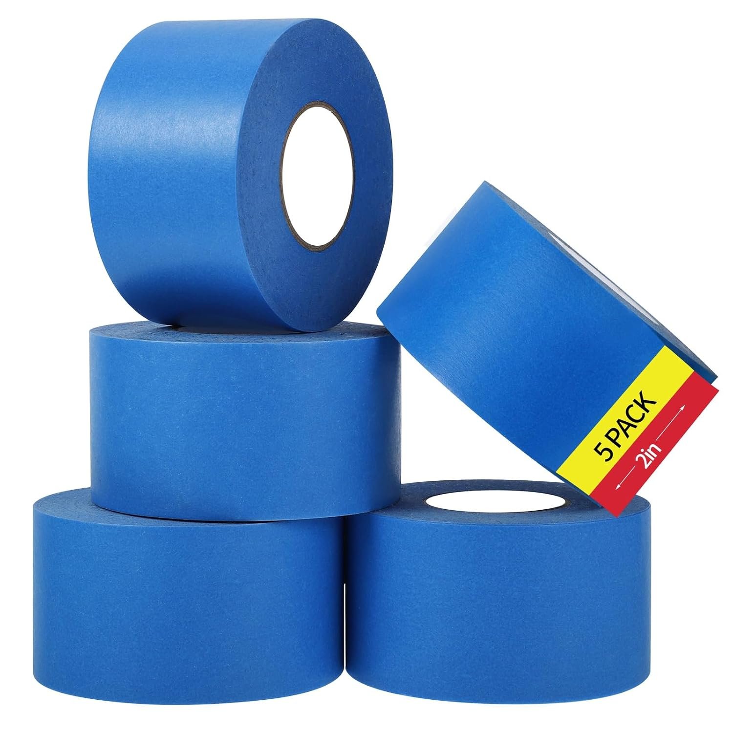 5 Rolls Painters Tape 2 Inch Wide Blue Painters Tape for Wall Painting | 1.89In × 55Yd × 5Rolls Upgrade Washi Tape UV Resistant Multi-Surface Masking Tape for Painting Edge Treatment DIY Crafts