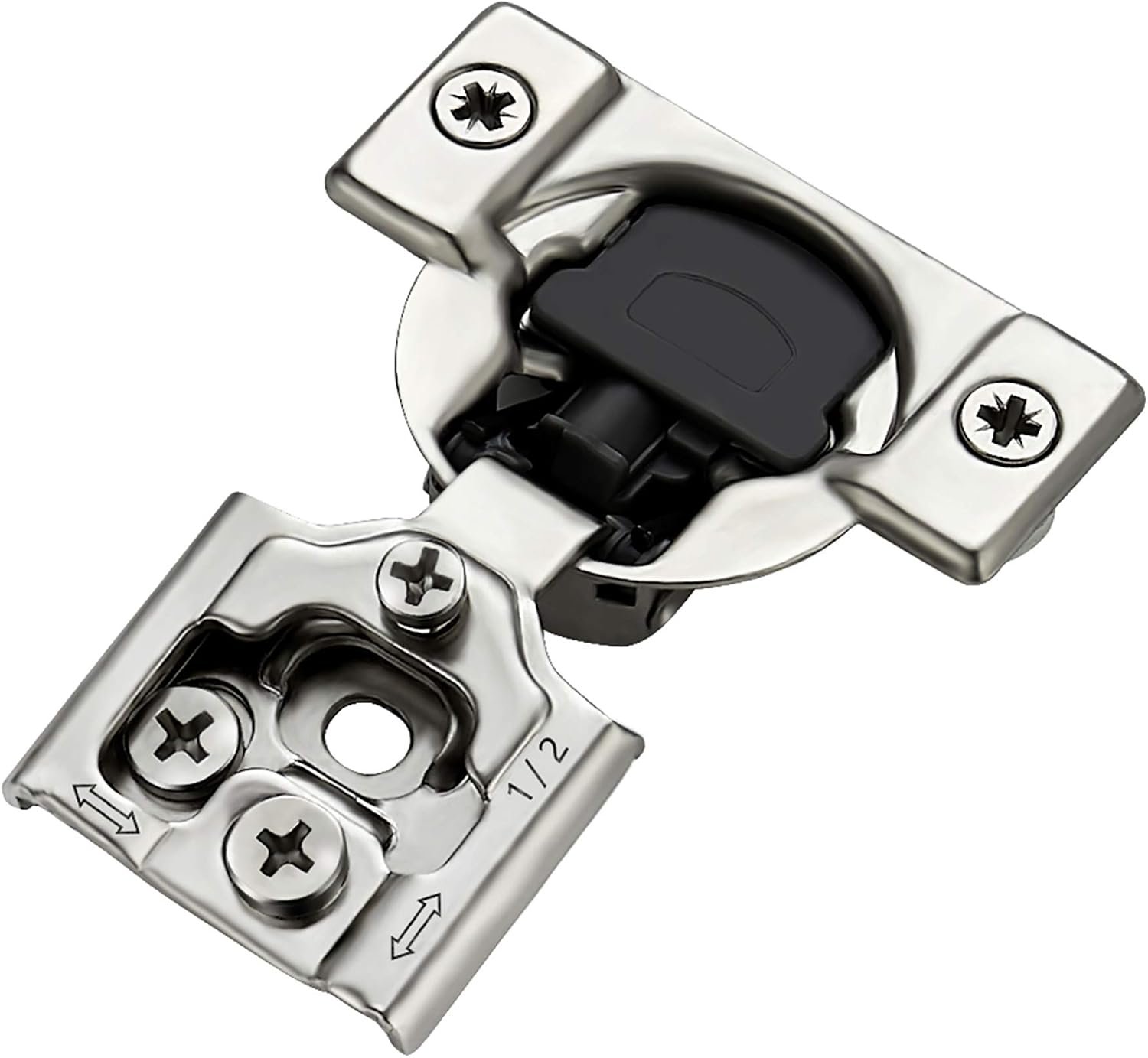 Soft Close Hinges for Kitchen Cabinet Hinges, 1/2 Inch Overlay, 60 Pack | 30 Pairs, self Closing Motion, Concealed Cabinet Fit, Stainless Steel, Satin Nickel, Hidden Hinges, for Face Frame Door