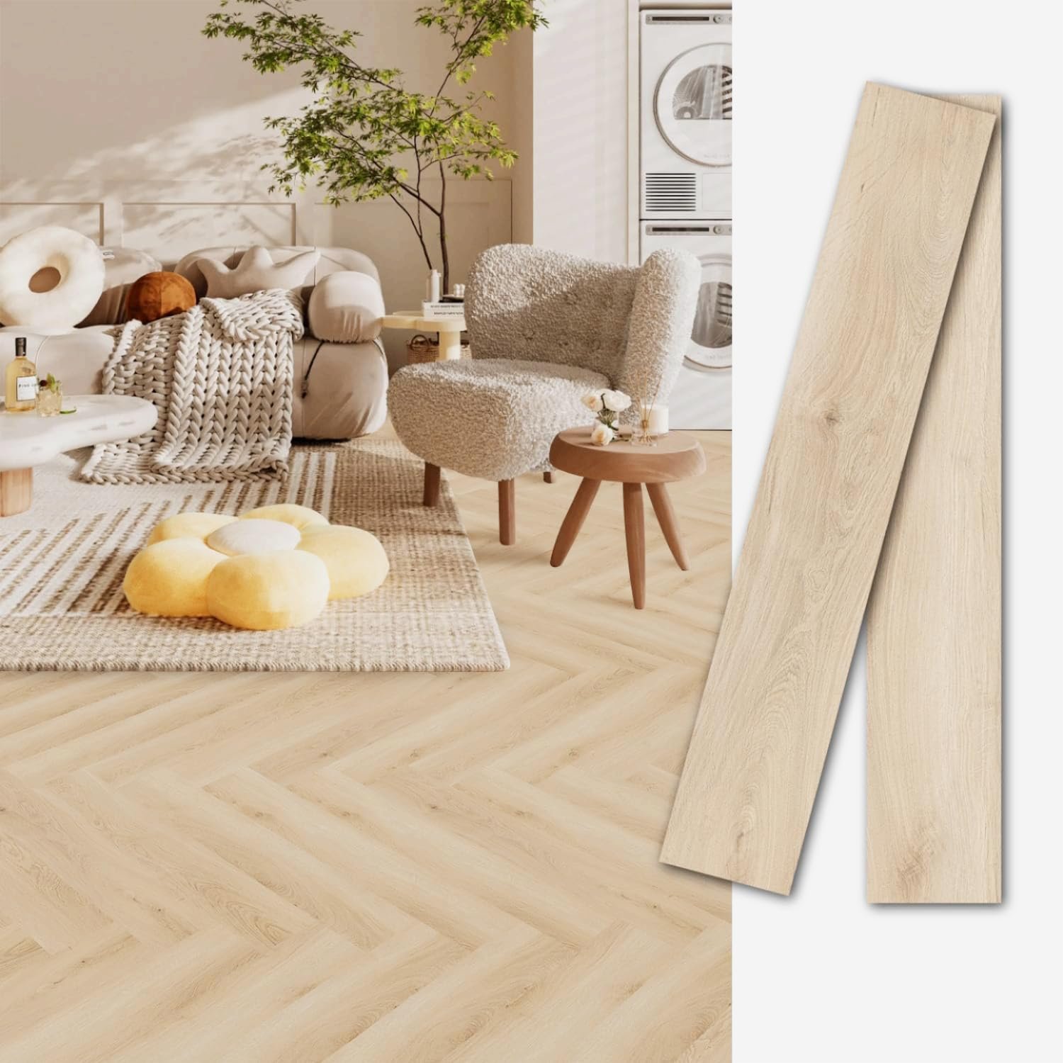 MULGREAT Peel and Stick Floor Tile, 54 Sq.Ft 36 Pieces 36″x6″ Long Vinyl Flooring, 1.5mm Thick Waterproof Renter Friendly Self Adhesive Vinyl Plank Flooring for Bedroom RV Kitchen (Blayney Oak)