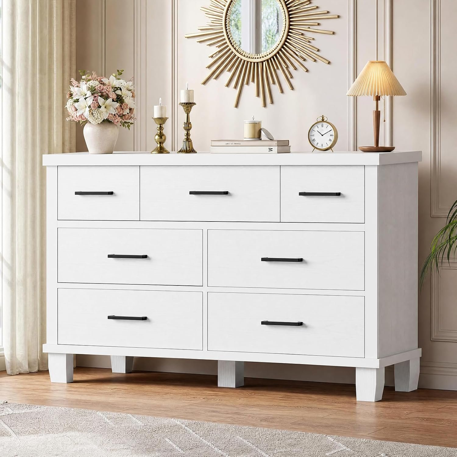 IDEALHOUSE Dresser for Bedroom with 7 Drawers, Storage Chest of Drawers | Metal Handle, Wooden Dresser Organizer for Living Room,Closet,Entryway,Nursery
