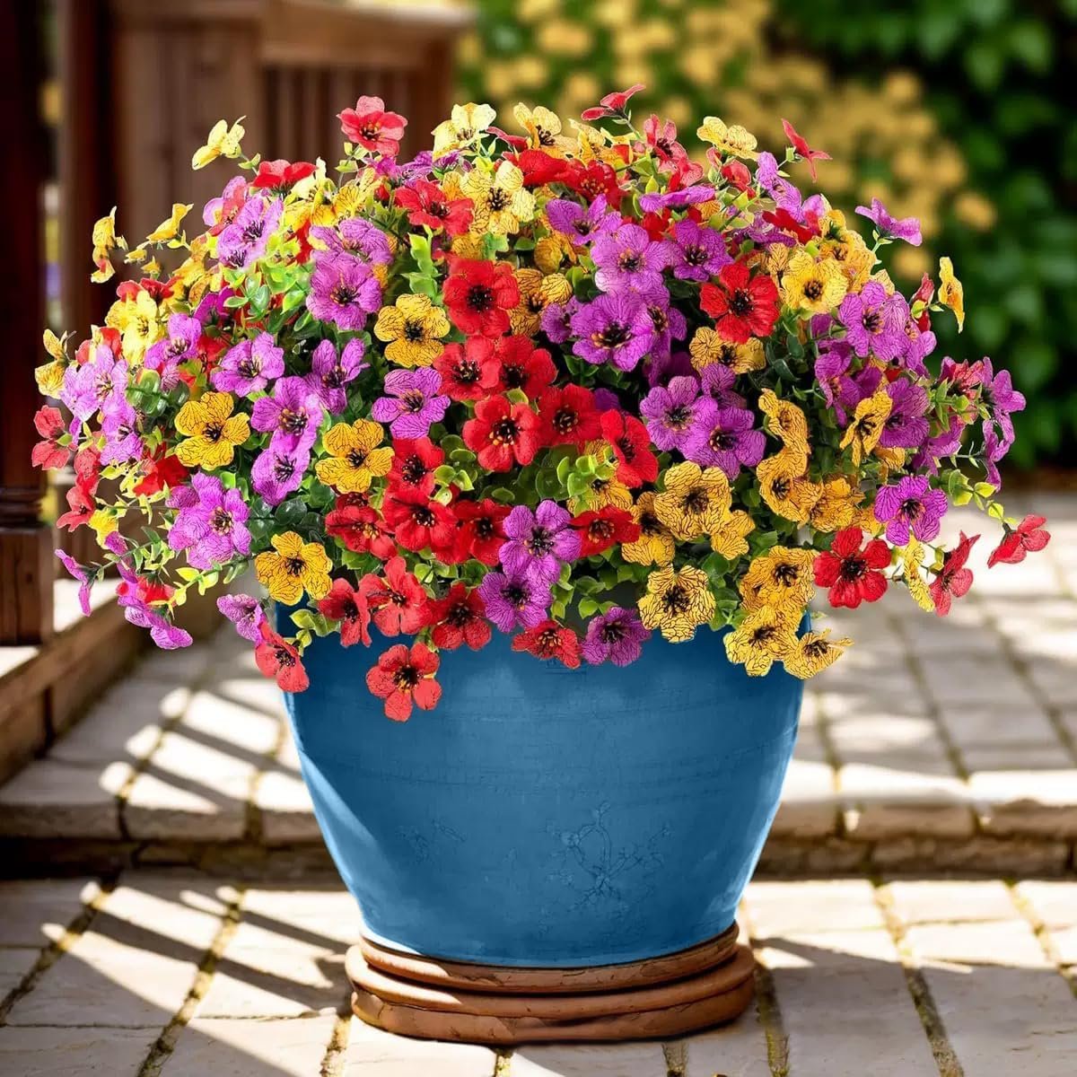 Artificial Flowers Fake Plants for Outdoors Summer Decoration | 13 Bundles Silk Realistic UV Resistant Faux Flowers for Outside Planter Porch Yard Patio Garden Home Indoor, Mix