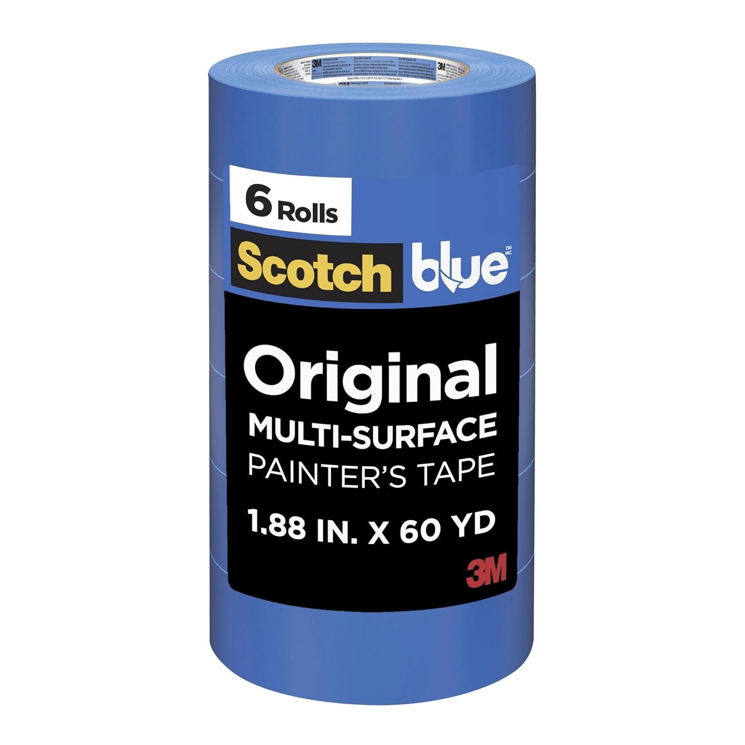 ScotchBlue Original Multi-Surface Painters Tape, 2 Inch Wide (1.88 In. x 60 Yds), 6 Rolls Blue Paint Tape Protects Surfaces & Removes Easily, Masking Tape for Indoor and Outdoor Use (2090-48TP6) | 1.88 in x 60 yd, Blue Paint Tape, Protects Surfaces and Removes Easily, Painting Tape for Indoor and Outdoor Use