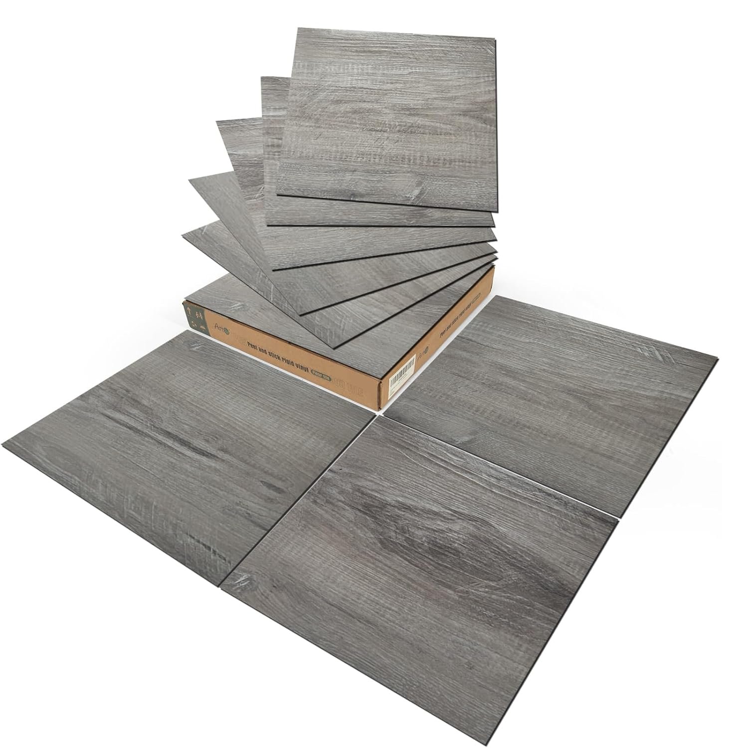 Art3d Peel and Stick Vinyl Floor Tiles 30-Pack 12 x 12 inch, Self Adhesive Waterproof Flooring Wood Planks for Kitchen, Dining Room, Bedrooms, Cover 30 Sq. Ft, Taupe Ash | Premium Vinyl, Self-Adhesive, Waterproof, Wood Grain, Fade-Resistant, Scratch-Proof, Ideal for Kitchen, Dining Room, Bedrooms