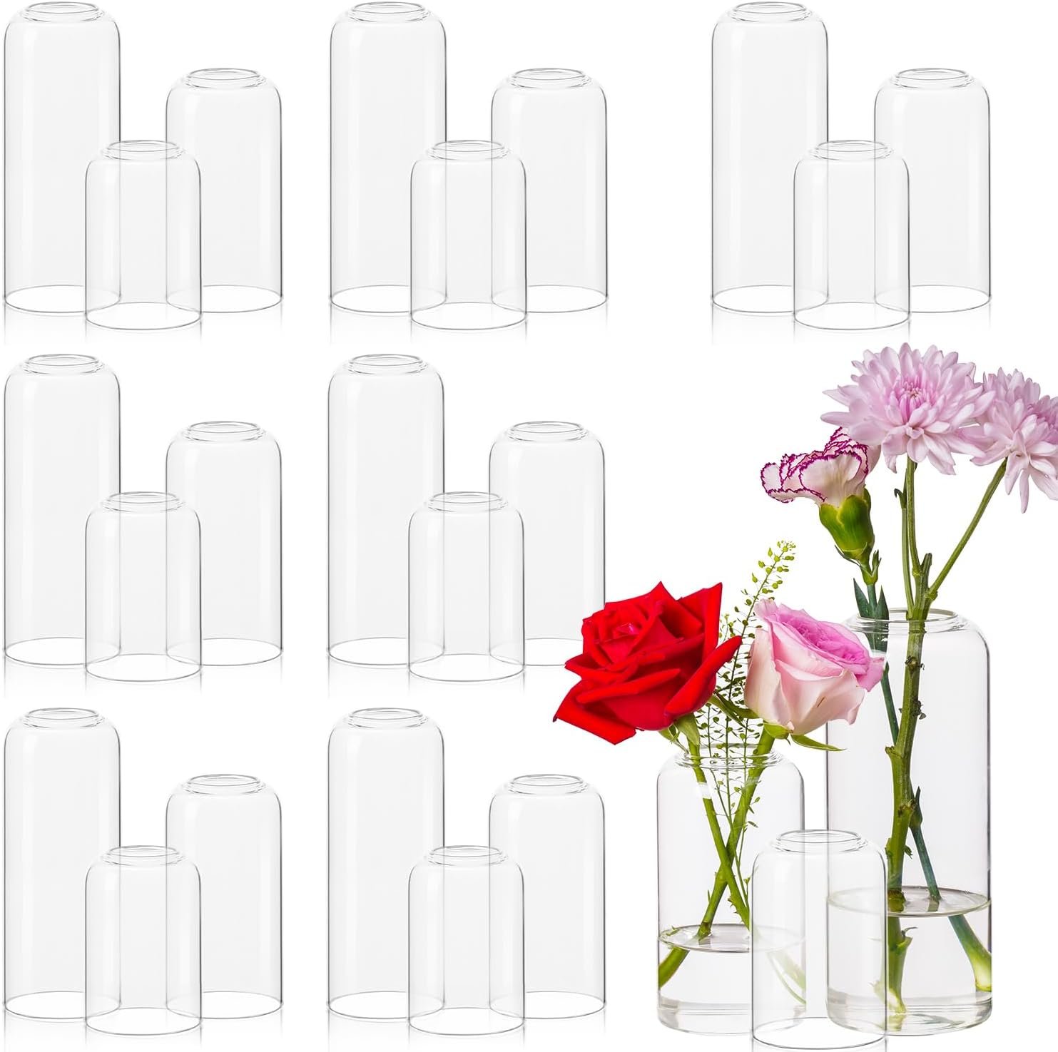 Glass Bud Vases Set of 24 – Clear Flower Vases for Centerpieces, Small Glass Vase Modern Bud Vase for Wedding Party Dining Table Centerpieces, Living Room Decorative, Home Decor