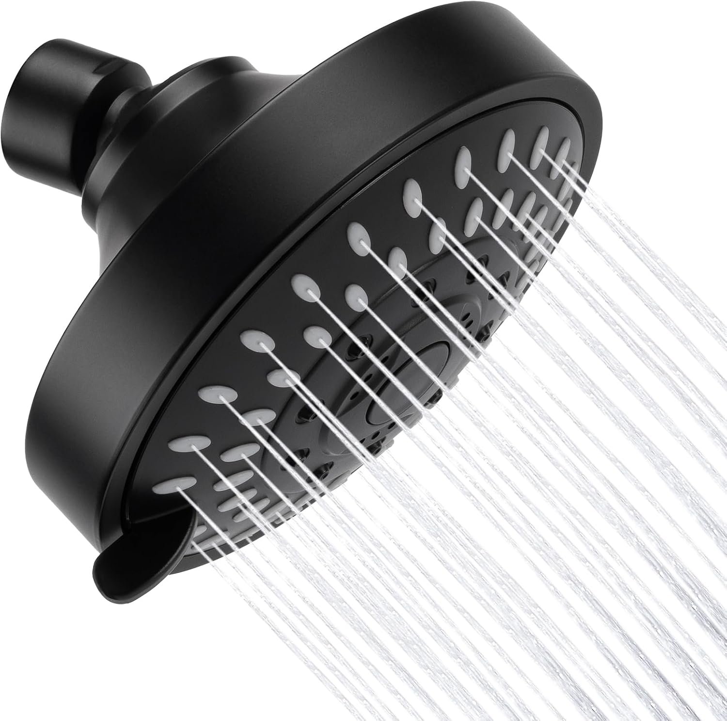 AISOSO High Pressure Rain Shower Head 5 Modes Showerhead 4.1″ Matte Black | Low Water Pressure Compatible, Powerful Spray Fixed Showerhead for a Relaxing Indoor & Outdoor Shower
