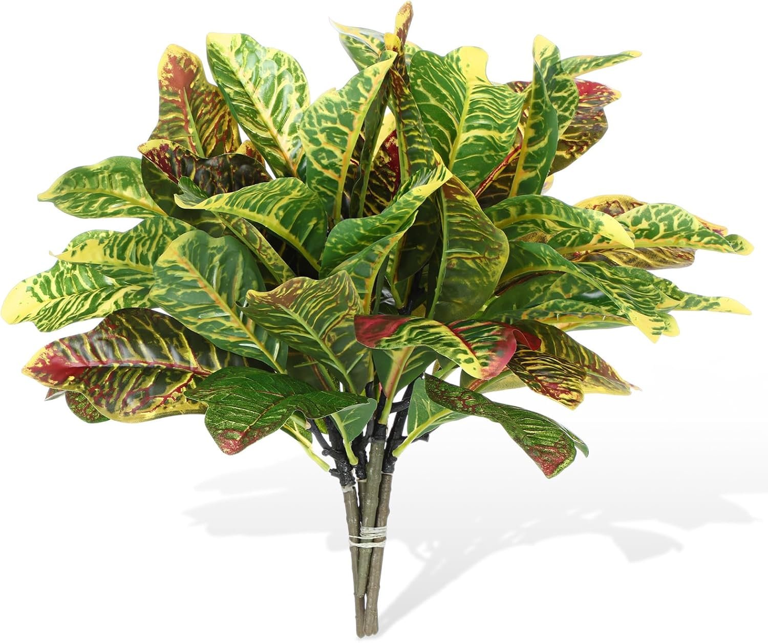 Hotop 5 Pcs Artificial Croton Plant Leaf Branches 15.8 inch Summer Lifelike Tropical Houseplant Faux Dieffenbachia Plant Greenery Aesthetic House Plants for Home Vase Office Yard Garden Decor