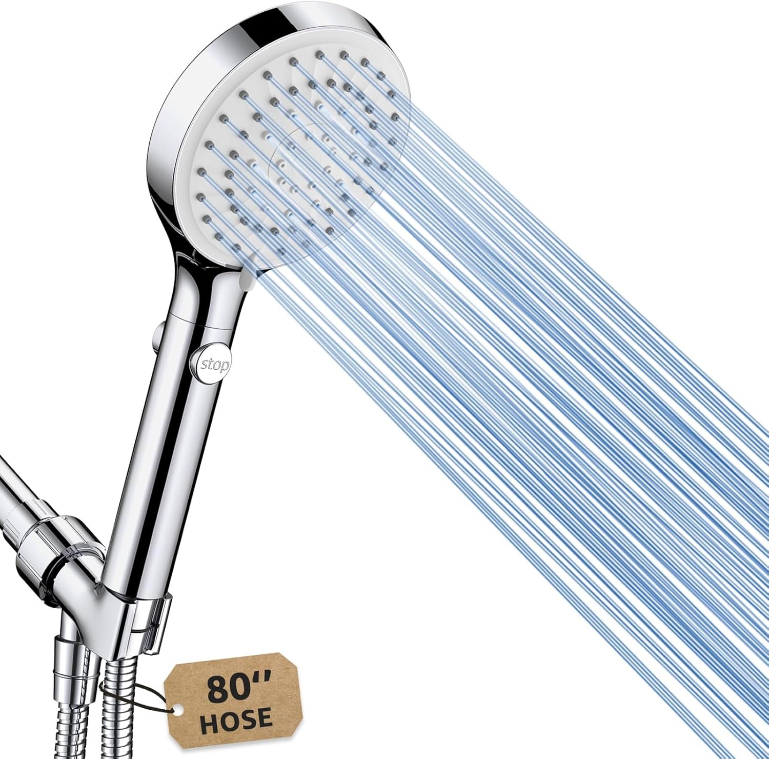 FASDUNT Shower Head with Handheld, High Pressure Handheld Shower Head with 80″ Extra Long Stainless Steel Hose & Adjustable Bracket, Showerhead with ON/OFF Switch for Pets Bath
