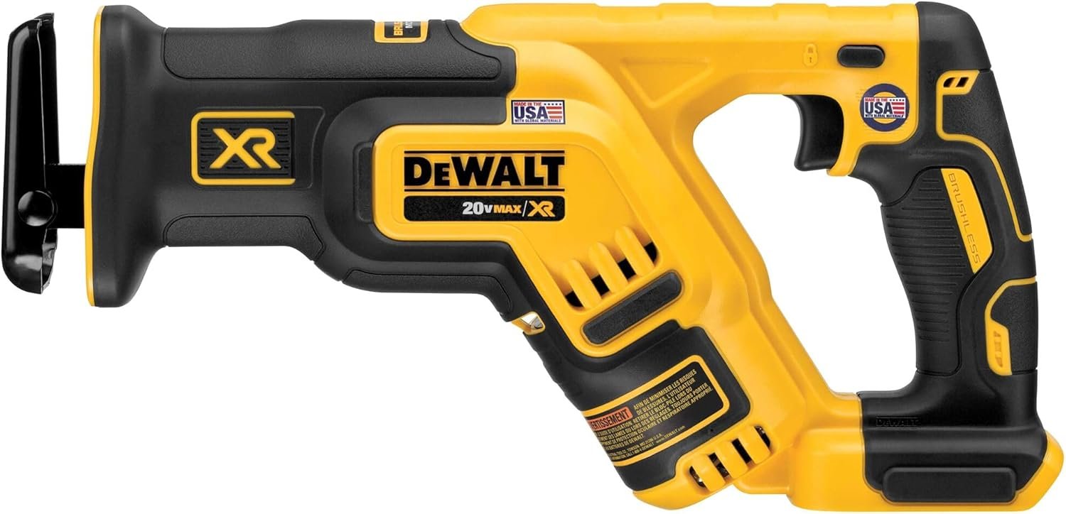 DEWALT 20V MAX XR Reciprocating Saw Cordless, Brushless, Compact,Variable Speed, Pivoting Head, LED Light, Tool Only (DCS367B)