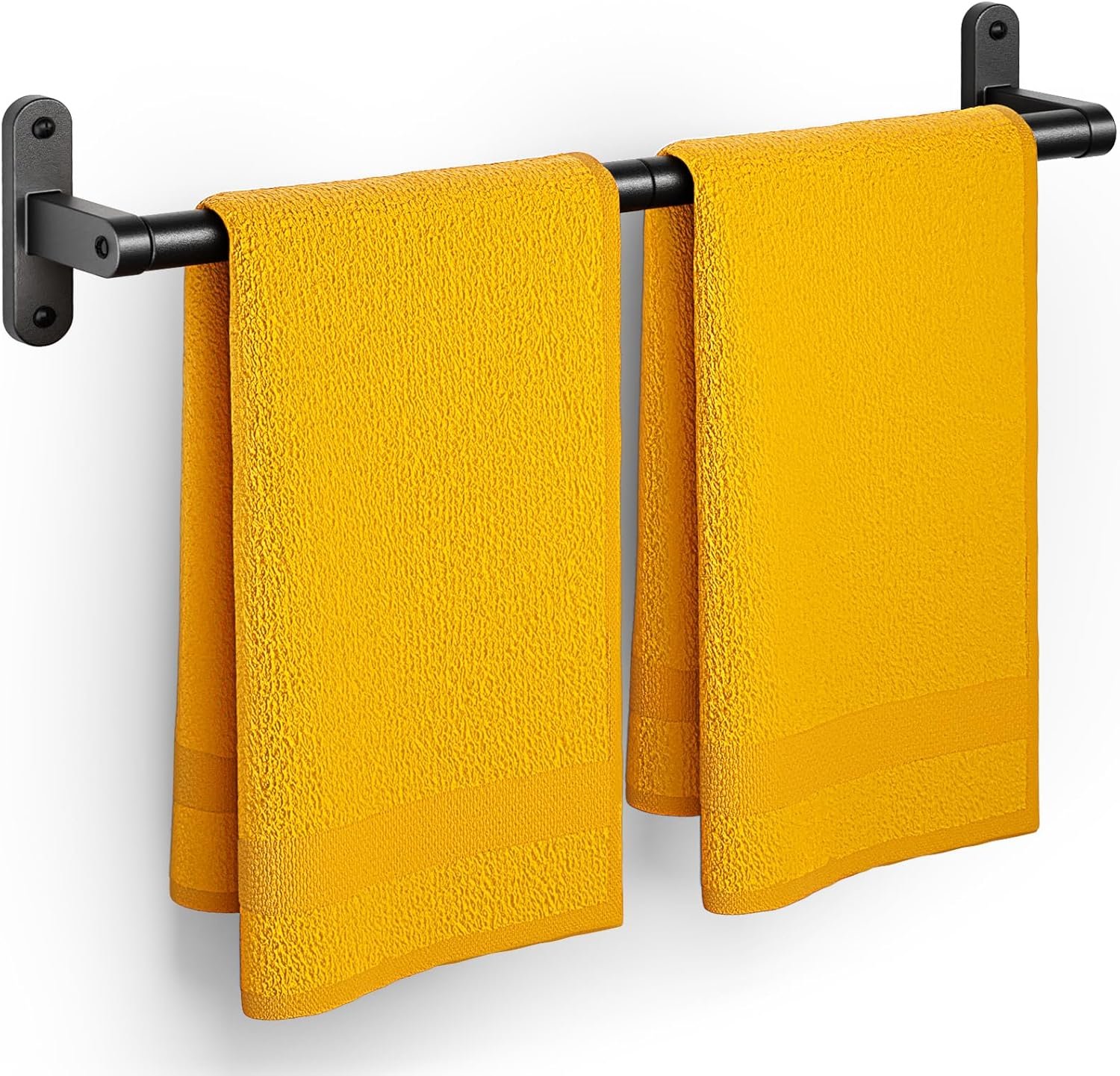 Powools Matte Black 24″ Towel Rack, Rustproof Wall Mounted Towel Bar | Bathroom, Space-Saving, Sturdy Metal Design, Towel Storage Organizer, Easy Installation, Home Decor, Apartment Essentials