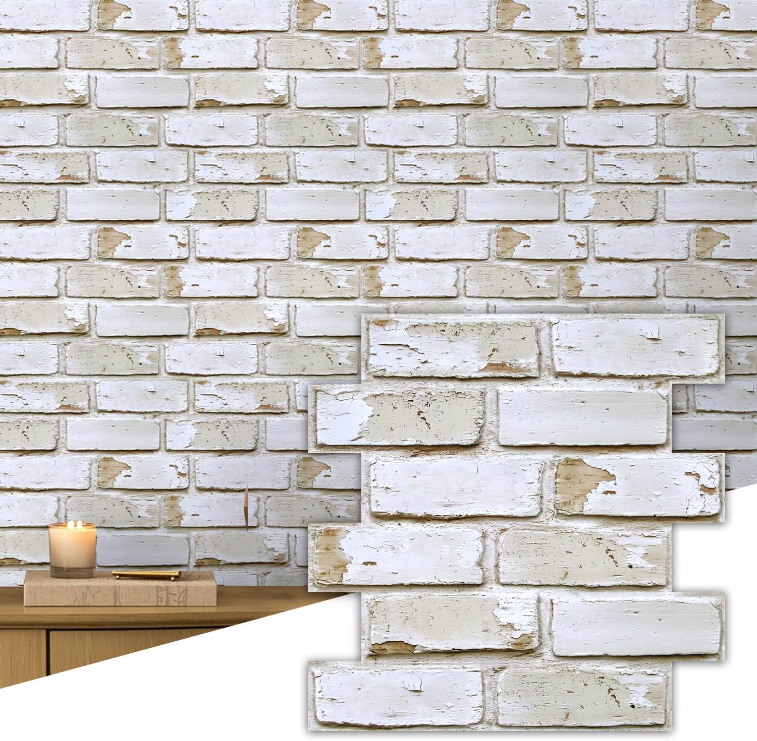 Commomy 3D Brick Wall Panels Peel and Stick – 10 pcs 11.8″x11.8″ Small Size Thin PVC Faux Brick Wall Panels Brick Backsplash for Kitchen,Bedroom,Quick Interior DIY Home Wall Decor(Covers 9.7 sq.ft)