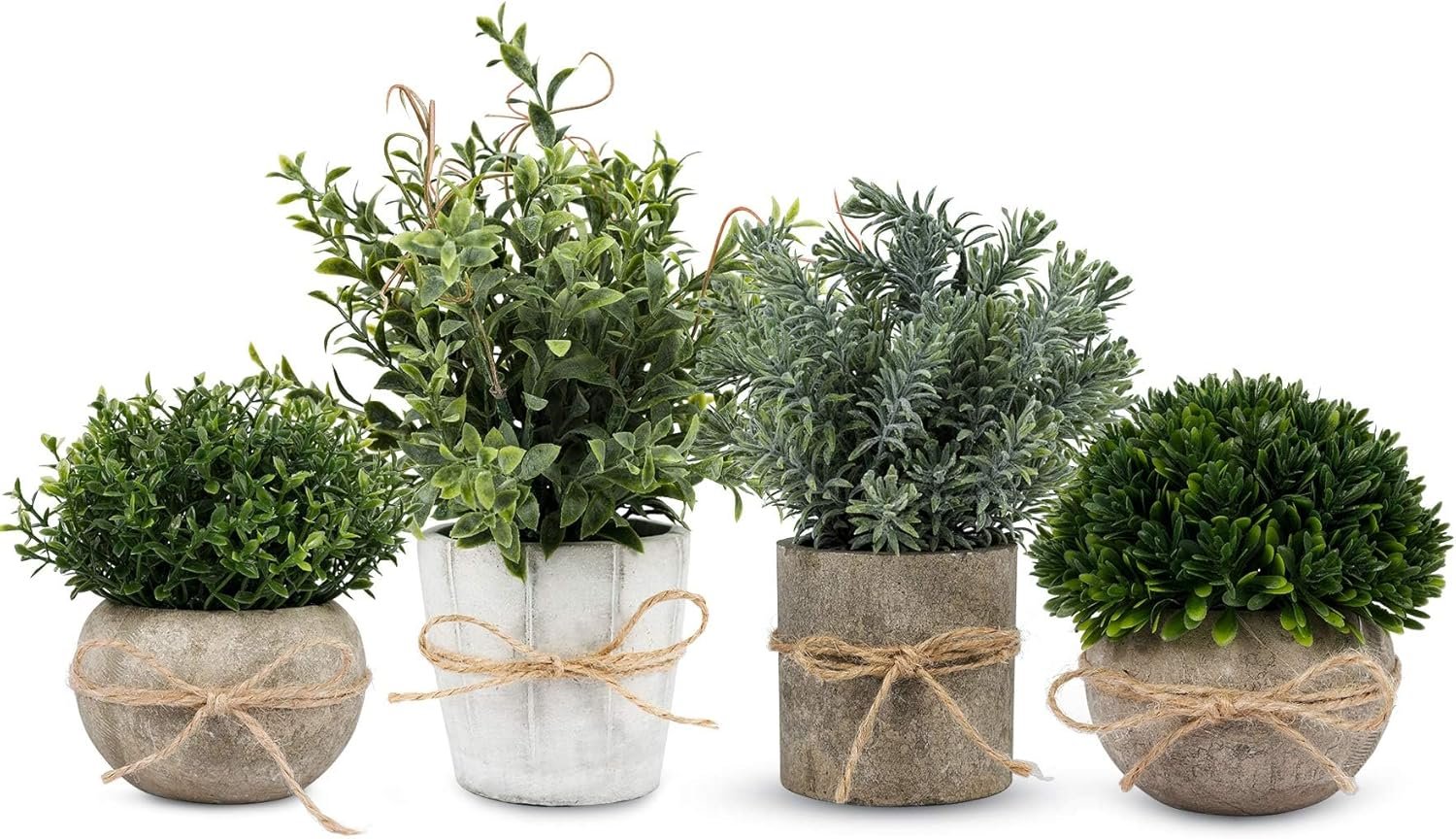 4 Pack Small Fake Plants in White Pulp Pot for Home Decor | Artificial Plants Indoor, for Bathroom Bedroom Kitchen Office Farmhouse Room Shelf Decor, Easy to Clean, Lifelike Appearance