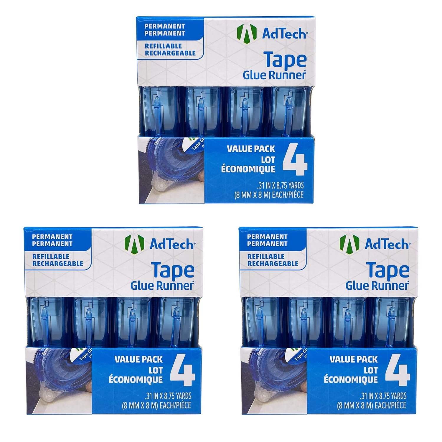 AdTech Permanent Glue Runner, 35 Yards (3-Pack) | Strong, Double-Sided Adhesive for Crafting, Scrapbooking & Office Use | Acid-Free, Reliable Bond