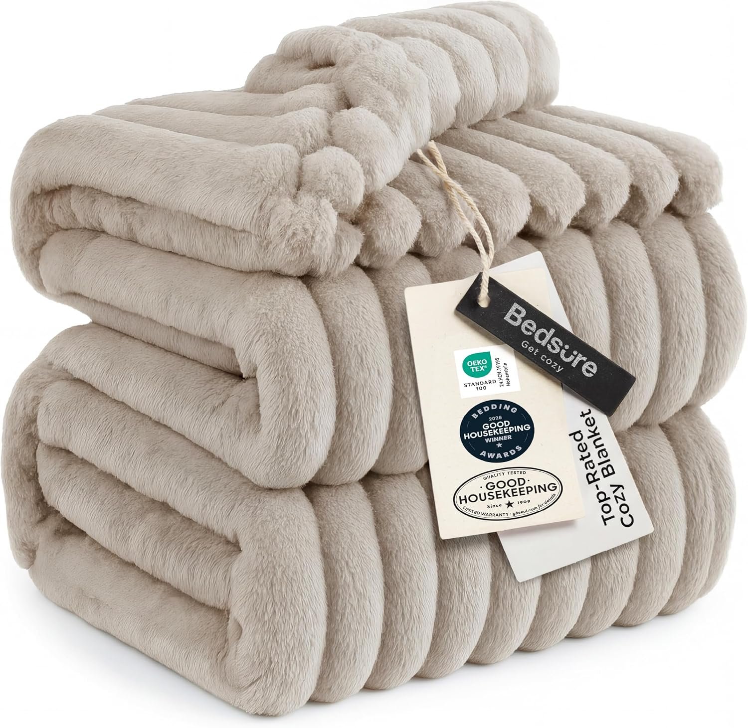 Bedsure Soft King Size Blankets for Bed Beige 108″x90″ | Birthday Gifts for Women Mom Her, Warm Lightweight Cozy Fluffy Throw Blanket Sofa, Dorm Room Home Decor, Machine Washable