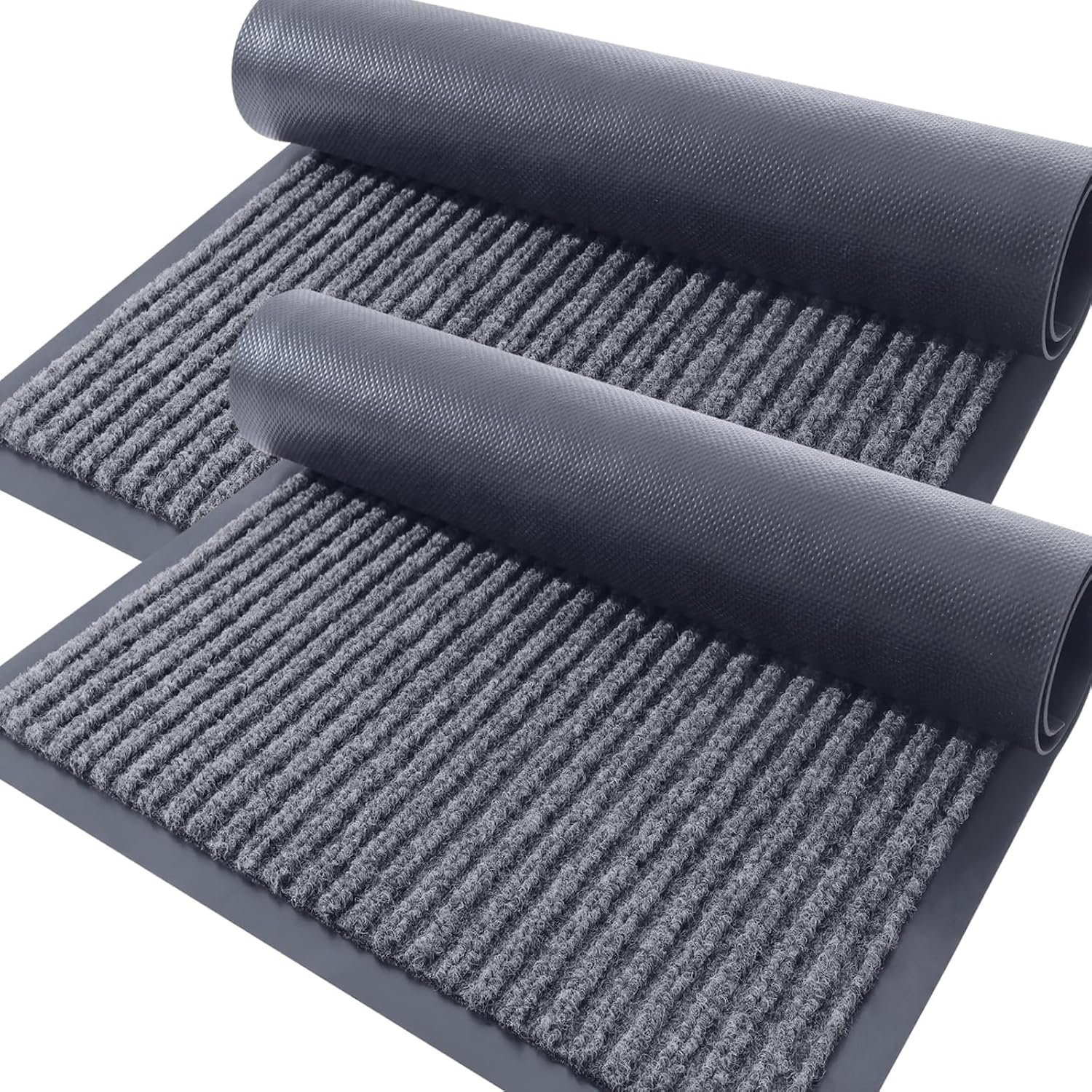 OLANLY 2-Pack Front Door Mats 29.5×17, Waterproof Heavy-Duty Doormats | Grey, Absorbent, Stain and Fade Resistant Non-Slip Backing, Easy-Clean Indoor Outdoor Welcome Mats for Entryway, Patio, Porch