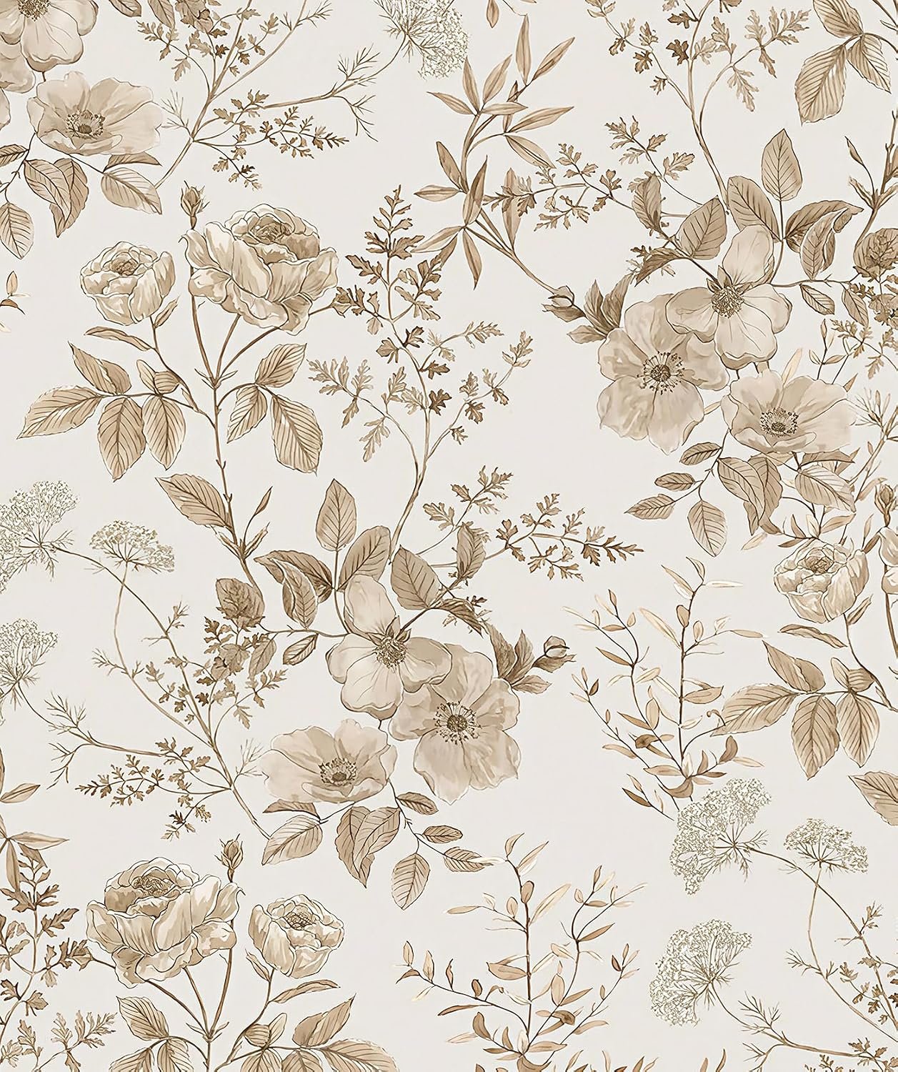 Erfoni Boho Floral Peel and Stick Wallpaper Beige Flower Leaf Contact Paper | 16.9″ x118″ Self Adhesive Removable Wallpaper Boho Botanical Wallpaper for Bedroom Cabinets Decor Vinyl Roll Waterproof