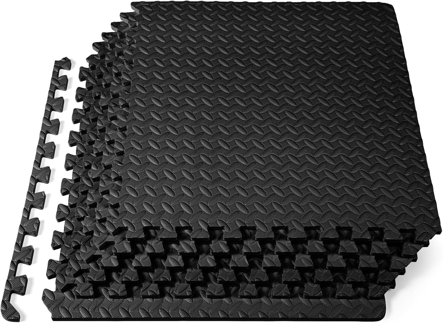 ProsourceFit Exercise Puzzle Mat ½-inch, EVA Interlocking Foam Floor Tiles for Home Gym, Workout Equipment, Kids Play Areas, Black, 24 SQ FT – 6 Tiles