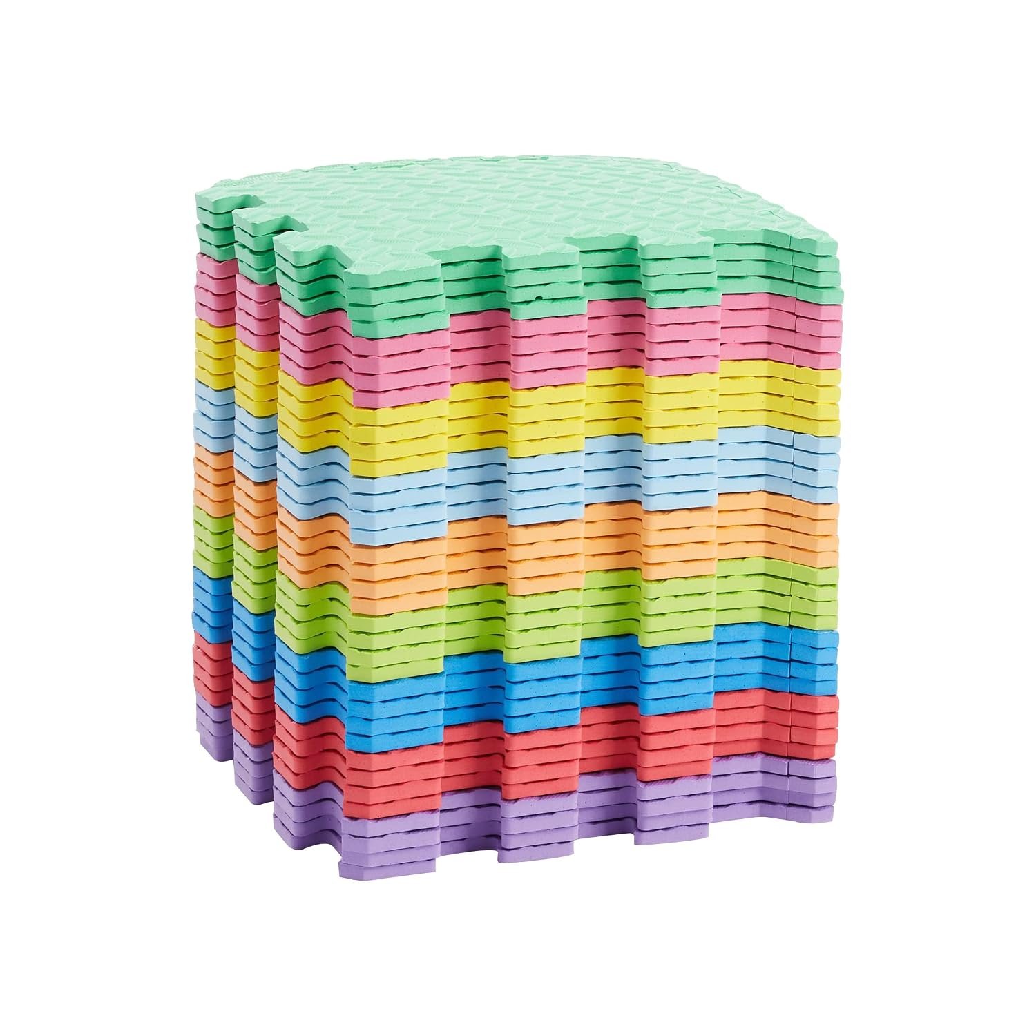 Amazon Basics Kids Interlocking Puzzle Exercise Play Mat, EVA Foam Floor Tiles, 36-Pack with 54 Borders, 12″ x 12″, Colorful, Soft