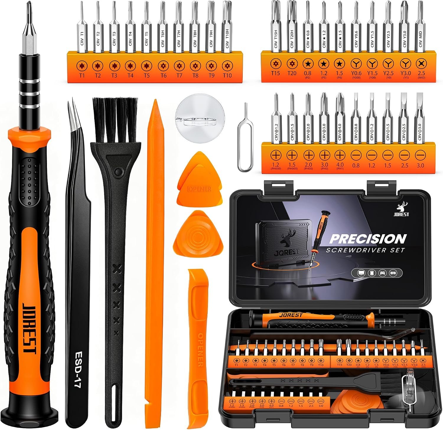 JOREST Small Precision Screwdriver Set with Torx Triwing Phillips, Mini Repair Tool Kit for Macbook, Computer, Laptop, PC, iPhone, PS5, Xbox, Switch, Glasses, Watch, Ring Doorbell, Electronics