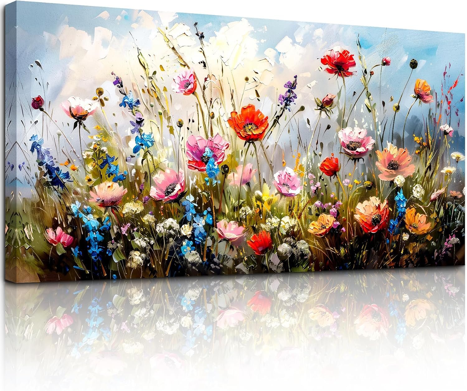 SERIMINO Flower Market Wall Art, Floral Botanical Wall Pictures 20″X40″ | Modern Farmhouse Wall Decor, Colorful Floral Canvas Painting, Living Room Bathroom Decor, Ready To Hang, Vibrant Colors