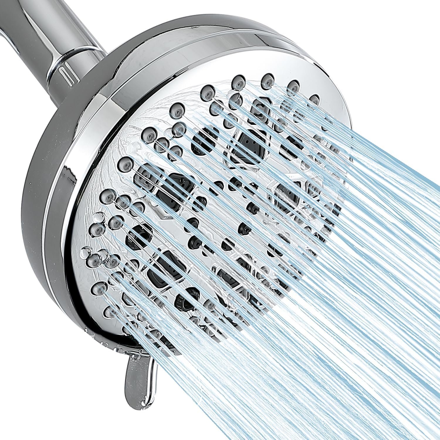 High Pressure Shower Head, 7-Spray Mode Adjustable Showerhead with 4-Inch Round Head, High Flow Handheld Shower for Low Water Pressure, Easy Install & Clean, Round Chrome