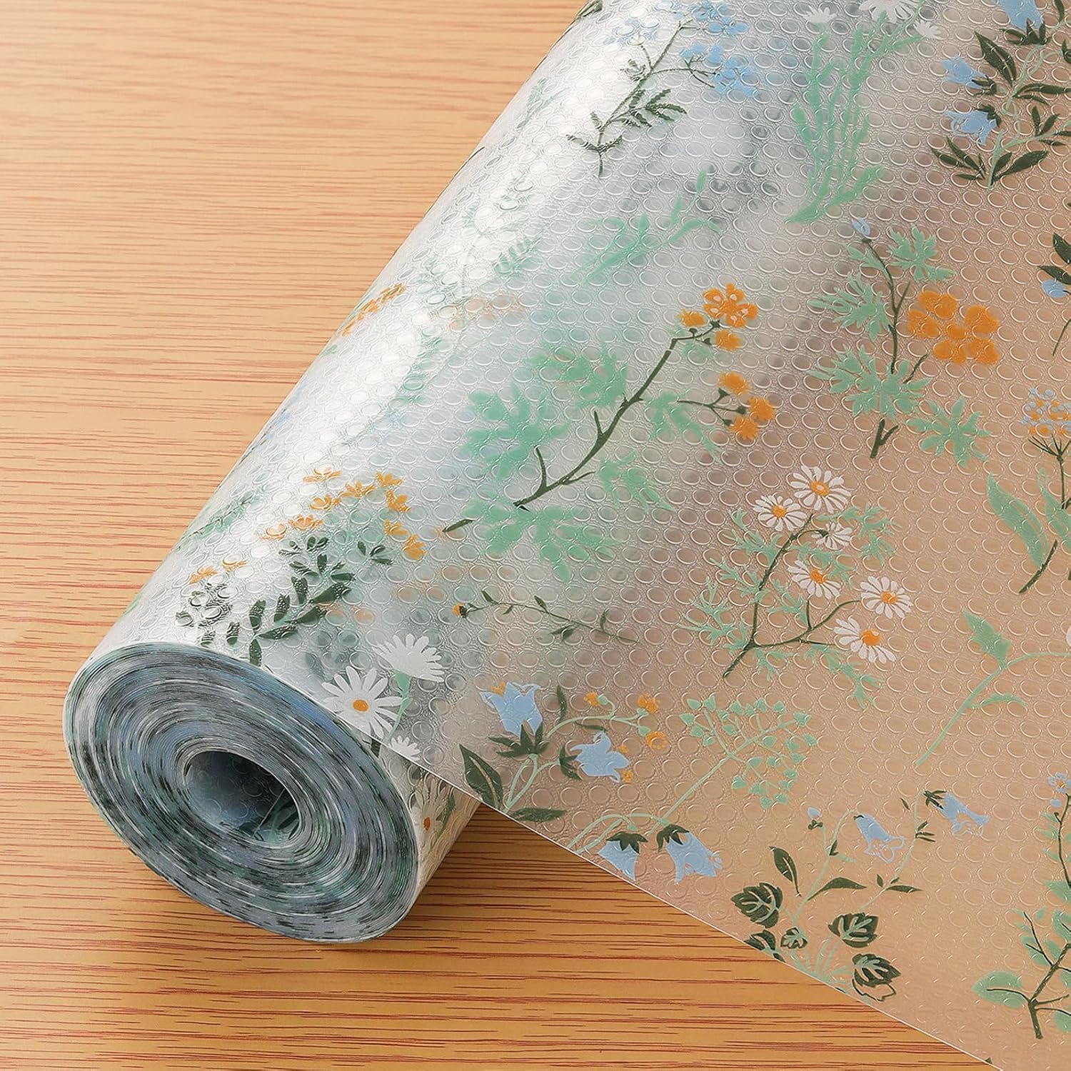 INNOLITES Shelf Liners for Kitchen Cabinets – Drawer Liner Waterproof & Oil-Proof, Non-Adhesive EVA with Floral Pattern – Durable Washable, Easy to Cut (Sage Green, 17.5″ x 78.7″)