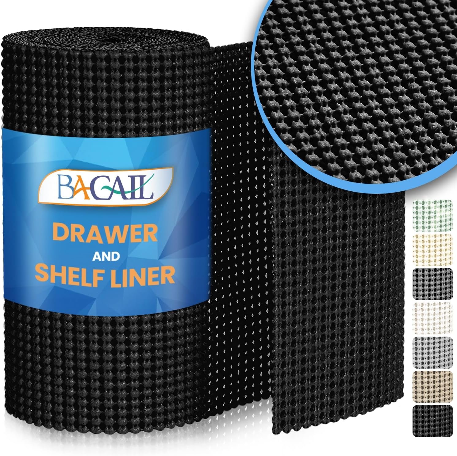 BAGAIL Non-Adhesive Shelf Liner, Thick Strong Grip Drawer Liners for Kitchen Cabinets, Heavy-Duty Easy Cut Cabinet Liners for Shelves, Pantry, Bathroom Cupboards – 12″ x 10FT, Black