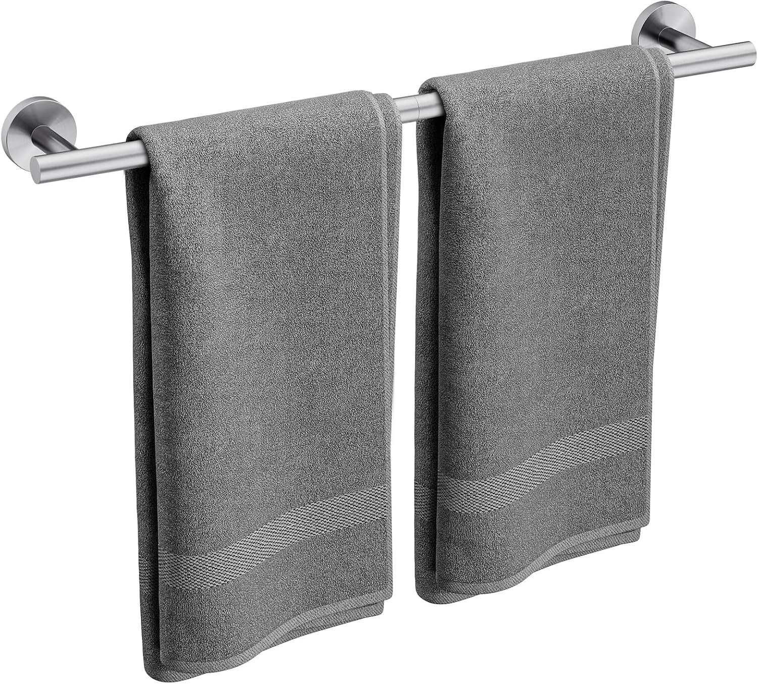 Brushed Nickel Towel Bar, 24 Inch Bathroom Towel Rack | Towel Holder Wall Mounted, Thicken SUS304 Stainless Steel Towel Rod Modern Home Decor (Total Length 26 Inch)