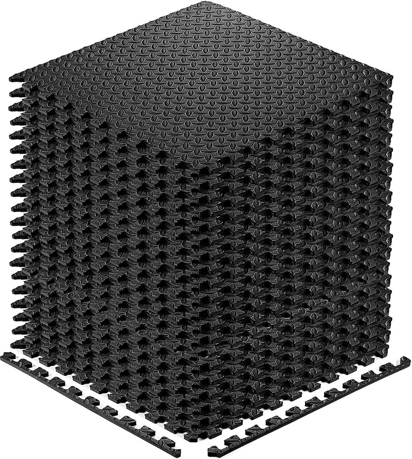 Walsai Exercise Mats Puzzle Foam Mats Gym Flooring Mat Cover 20 SQ.FT Interlocking Foam Mats with EVA Foam Floor Tiles for Home Gym Equipment Workouts (20pcs Black Exercise Mats)