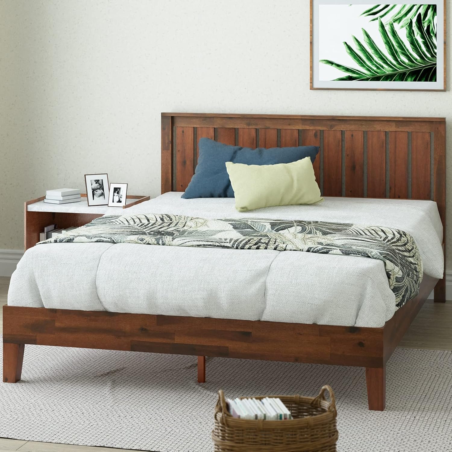 ZINUS Vivek Deluxe Wood Platform Bed Frame with Headboard, Wood Slat Support, No Box Spring Needed, Easy Assembly, Queen | Slatted Headboard, Wood Slat Support, No Box Spring Needed, Contemporary Design, Easy Assembly