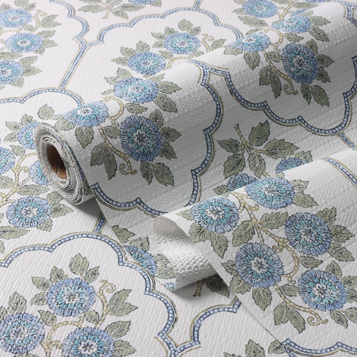 Drawer Liner Floral Shelf Liner for Kitchen Cabinet 12IN x 10FT | Drawer Liner for Dresser Blue Shelf Liner for Kitchen Cabinet Non-Adhesive Strong Non-Slip Blue Floral Shelf Paper Cute Liner