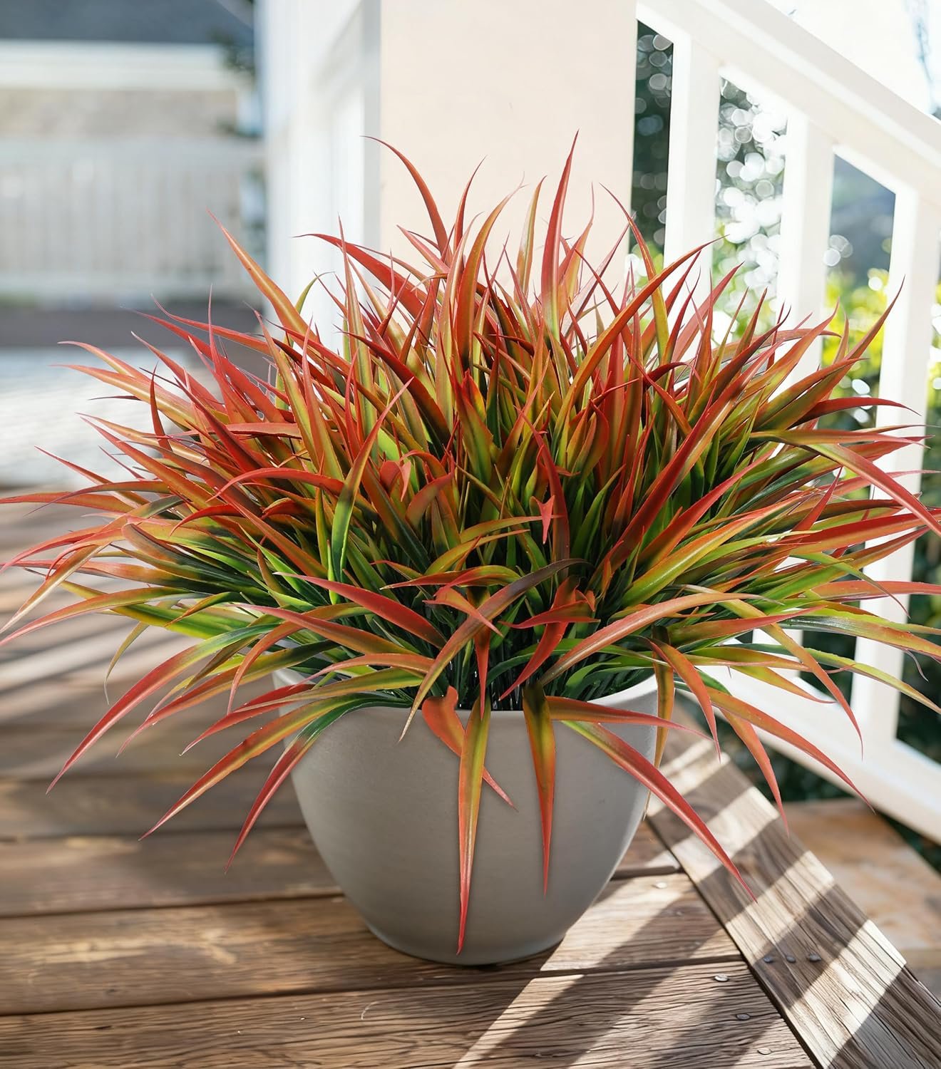 Ivydale 12Pcs Fake Plants Outdoor Artificial Plastic Grass Spring Decoration UV Resistant Faux Greenery Stems Bushes Outside Fake Plants for Planters Patio Porch Window Box Pathway Garden Home Decor