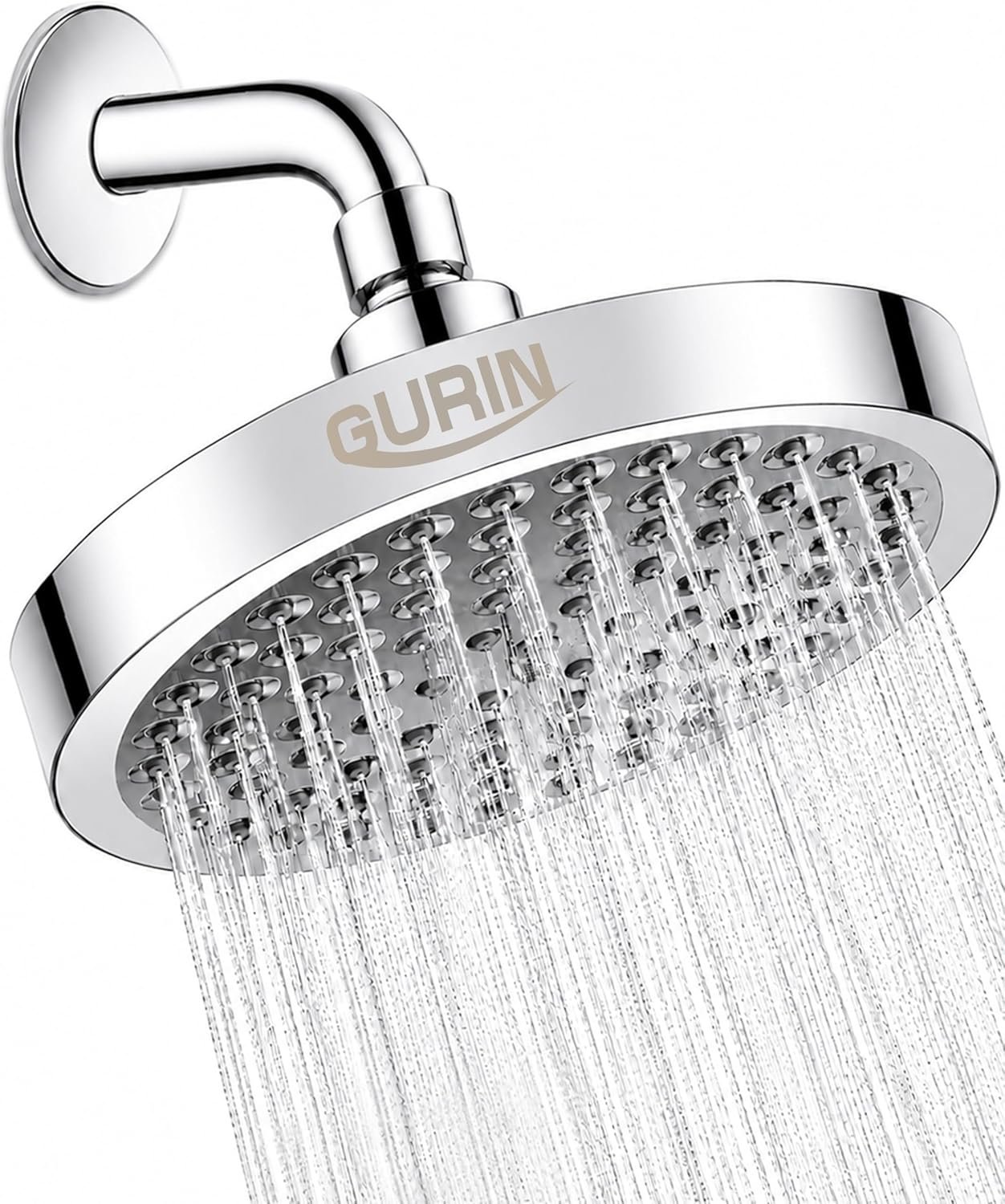 Shower Head – Luxury Polished Chrome Finish – Rain Showerhead 6 Inch | High Pressure Shower Heads with Adjustable Angles, 90 Anti-Clog Nozzles, Tool-Free 1-Min Install