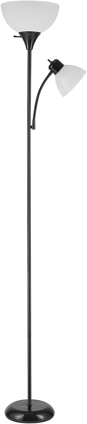 Globe Electric 67135 72″ Floor Lamp with Adjustable Reading Light, Bright, Easy-to-Assemble Torchiere for Bedroom, Living Room & Office – Space-Saving Slim Design