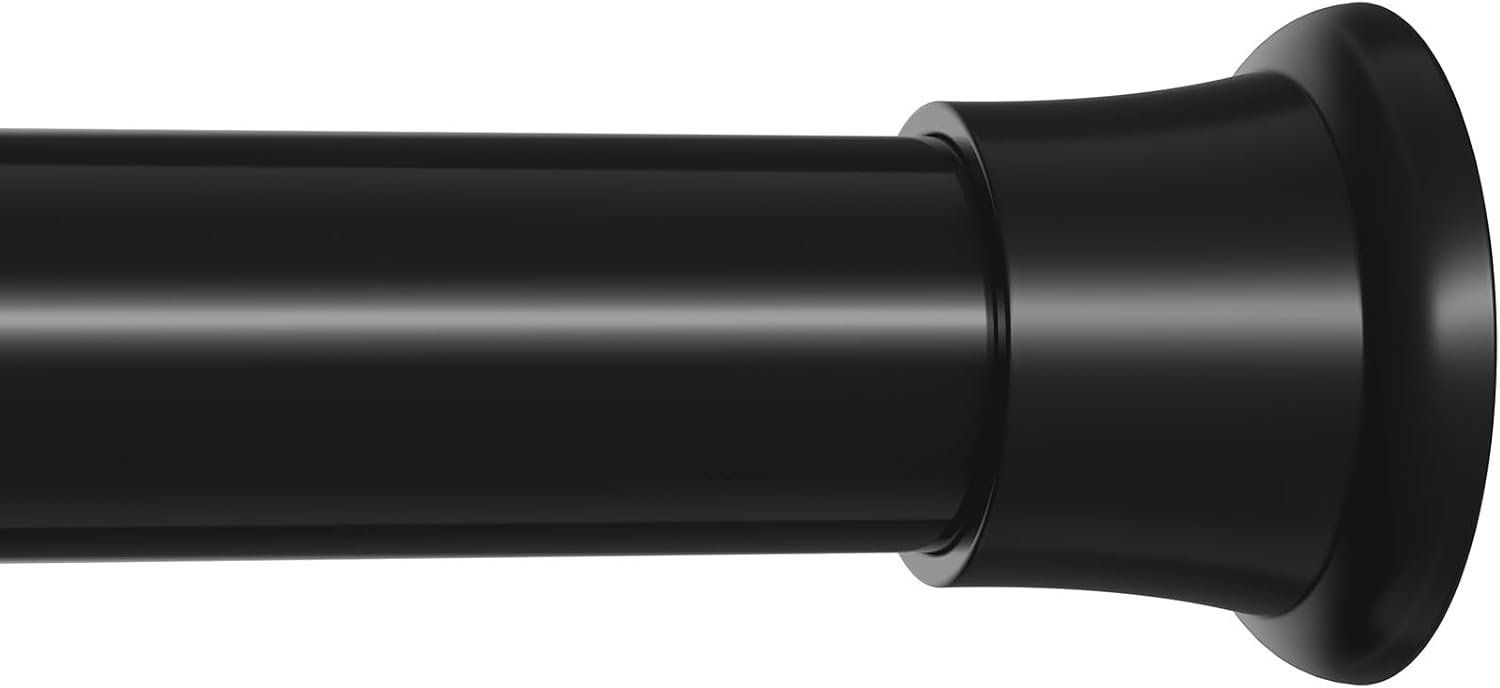 Black Shower Curtain Rod, 32-76 Inches, 7/8 Inch Diameter, 1 Pack | Adjustable Tension, No Drilling, Rust-Resistant, For Bathroom, Window, Doorway, Closet