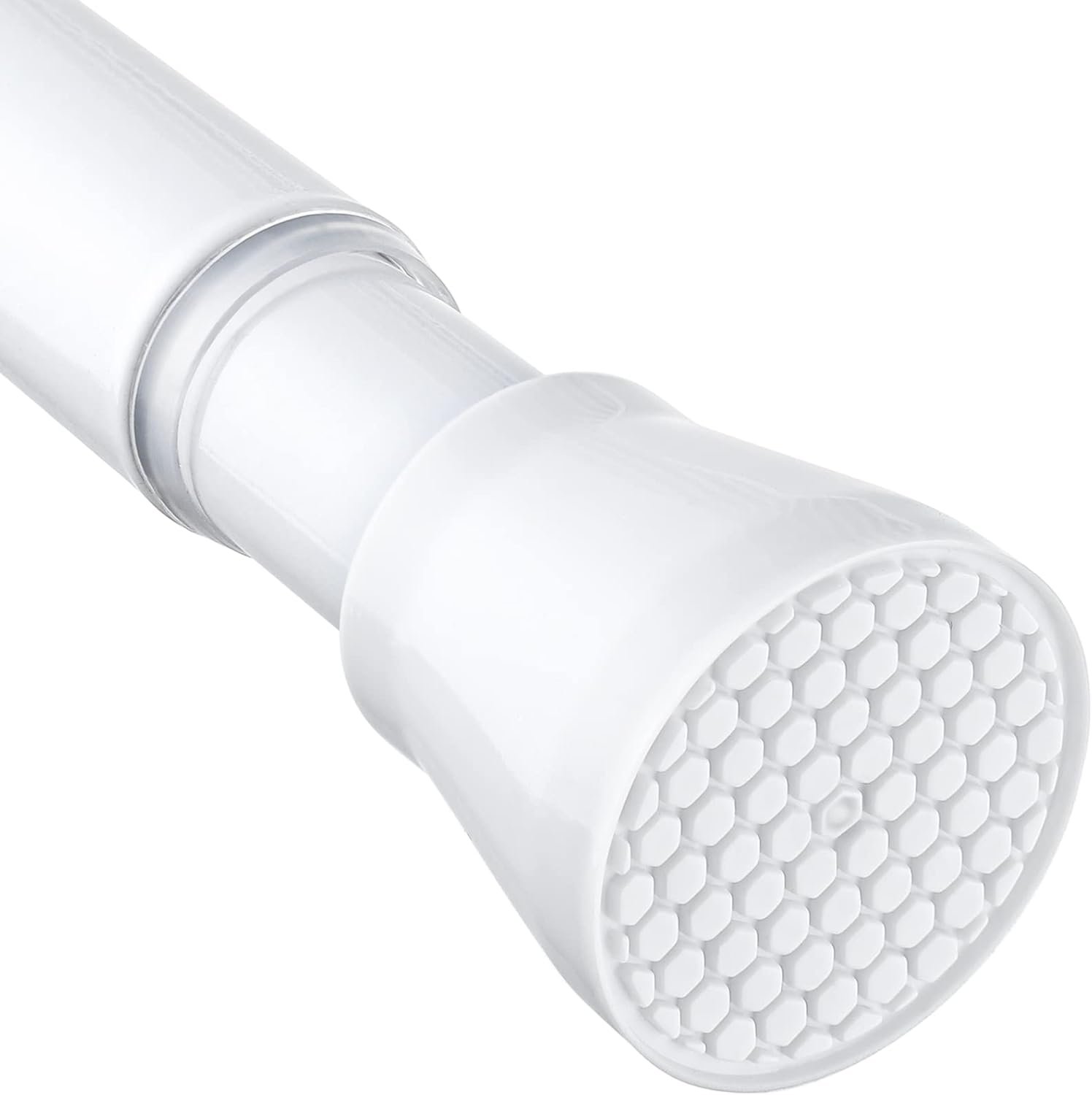 MEXAU Tension Curtain Rod for Windows 45 to 77 In, White | No Drilling Expandable Adjustable Spring Loaded Tension For Doorway Closet Kitchen Bathroom Bedroom 7/8 Inch Diameter