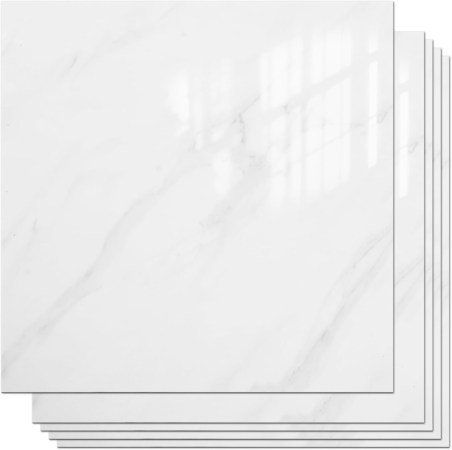 VallisCo Peel and Stick Backsplash Tiles 20 Sheets 12”x12” PVC Self Adhesive Wall Tiles Back Splash Wall Panels Stick on Backsplash for Kitchen Bathroom Laundry Room, White