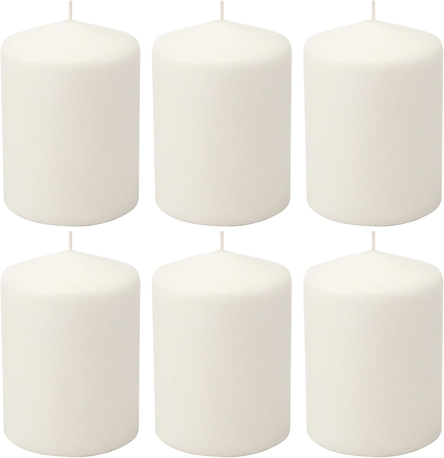 Stonebriar Unscented White Tall Pillar Candles, 35 Hour Burning Candle Pillars, Perfect for Decor, Weddings, Emergencies 3″ X 4″, 6 count