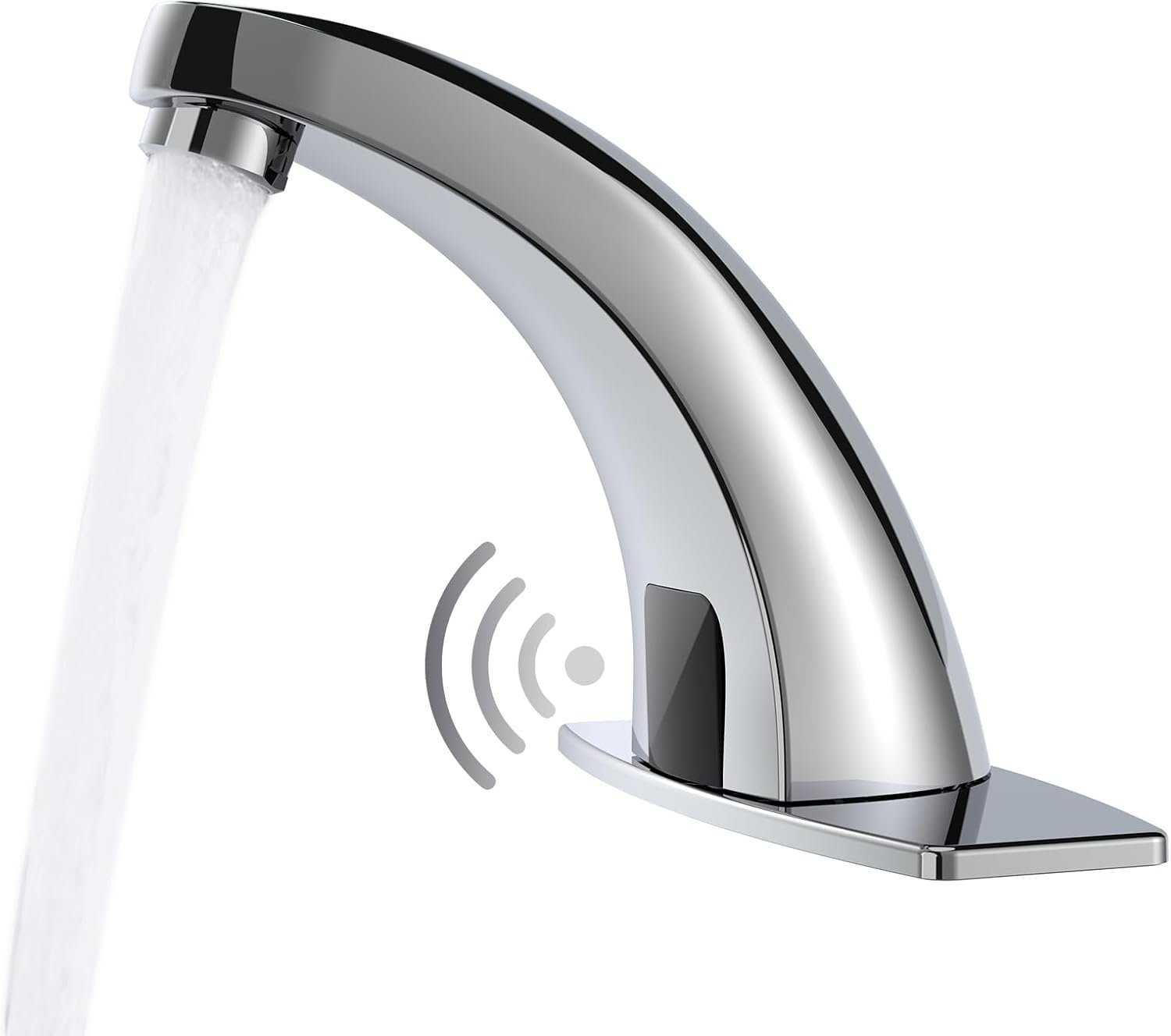 Touchless Bathroom Faucet, Sensor Faucets, Chrome | Automatic Bathroom Sink Faucet, Motion Commercial Hands Free, Battery or Plug-in Powered, Control Box and Temperature Mixer