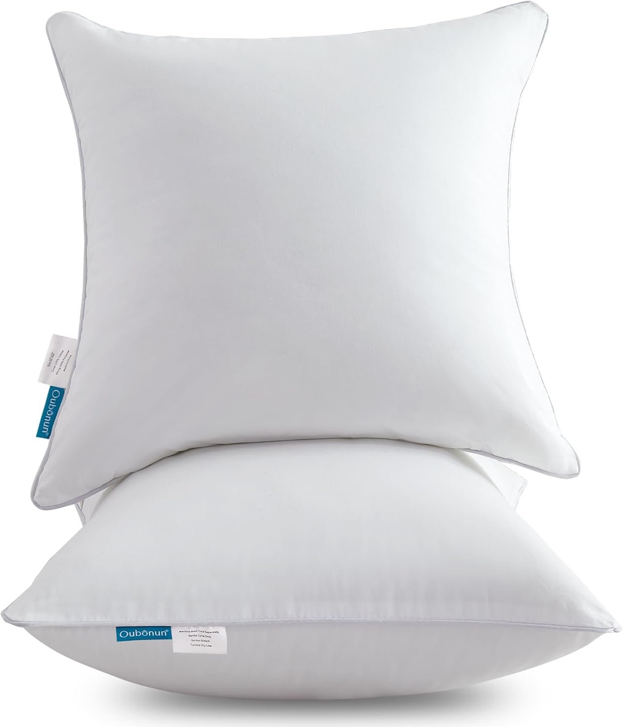 Oubonun 18″x18″ Pillow Inserts (Set of 2) – Throw Pillow Inserts with 100% Cotton Cover – 18 Inch Square Interior Sofa Pillow Inserts – Decorative Pillow Insert Pair – White Couch Pillow