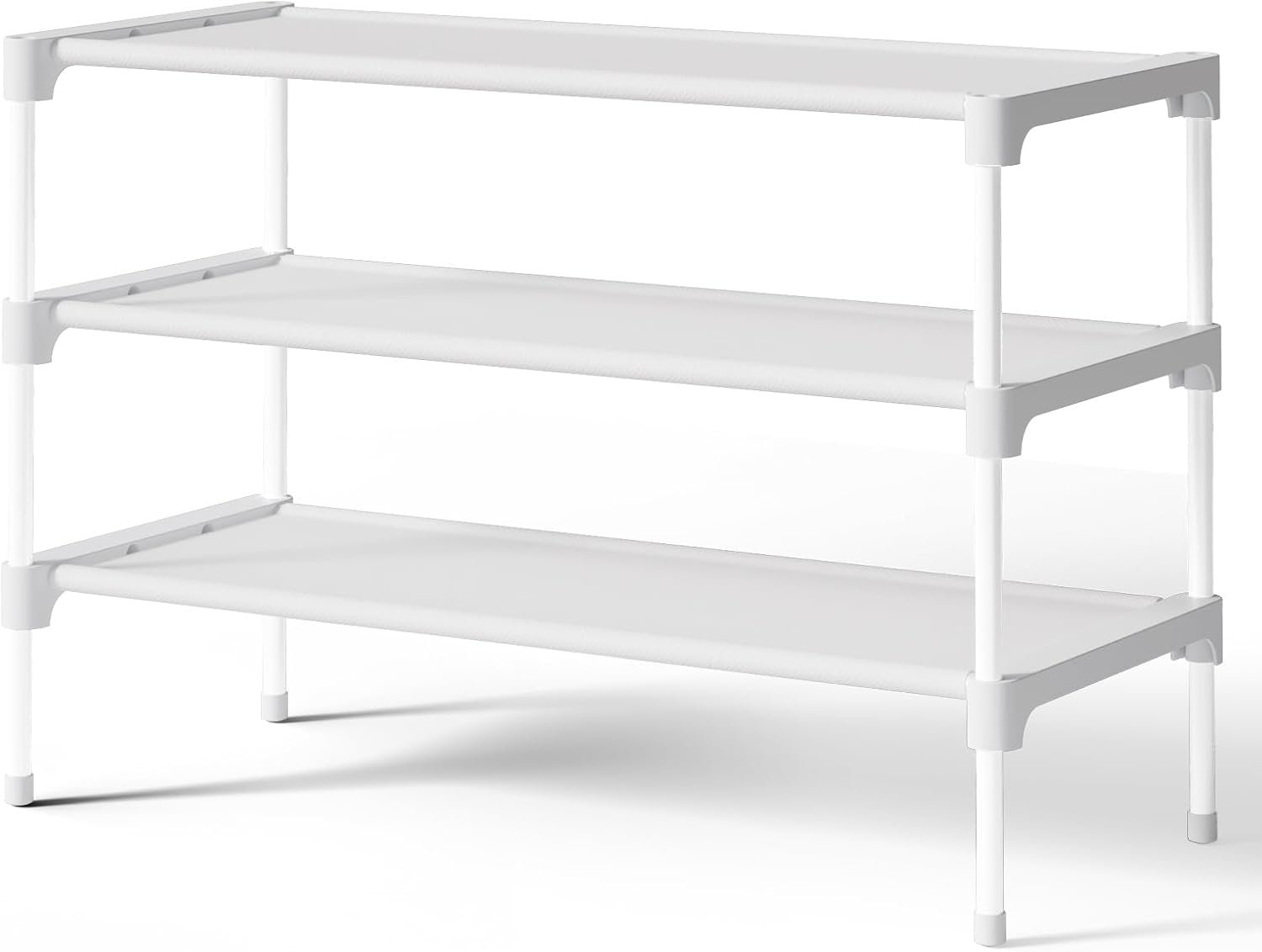 Kitsure Shoe Rack – Non-Woven Shoe Rack Shelf, Shoe Organizer for Closet, Entryway, Garage & Corridor, Stackable Shoe Shelves, 27.5″ Wide – 3 Tier, White | Shoe Organizer for Closet, Entryway, Garage, Stackable Shoe Shelves, college dorm&apartment essentials