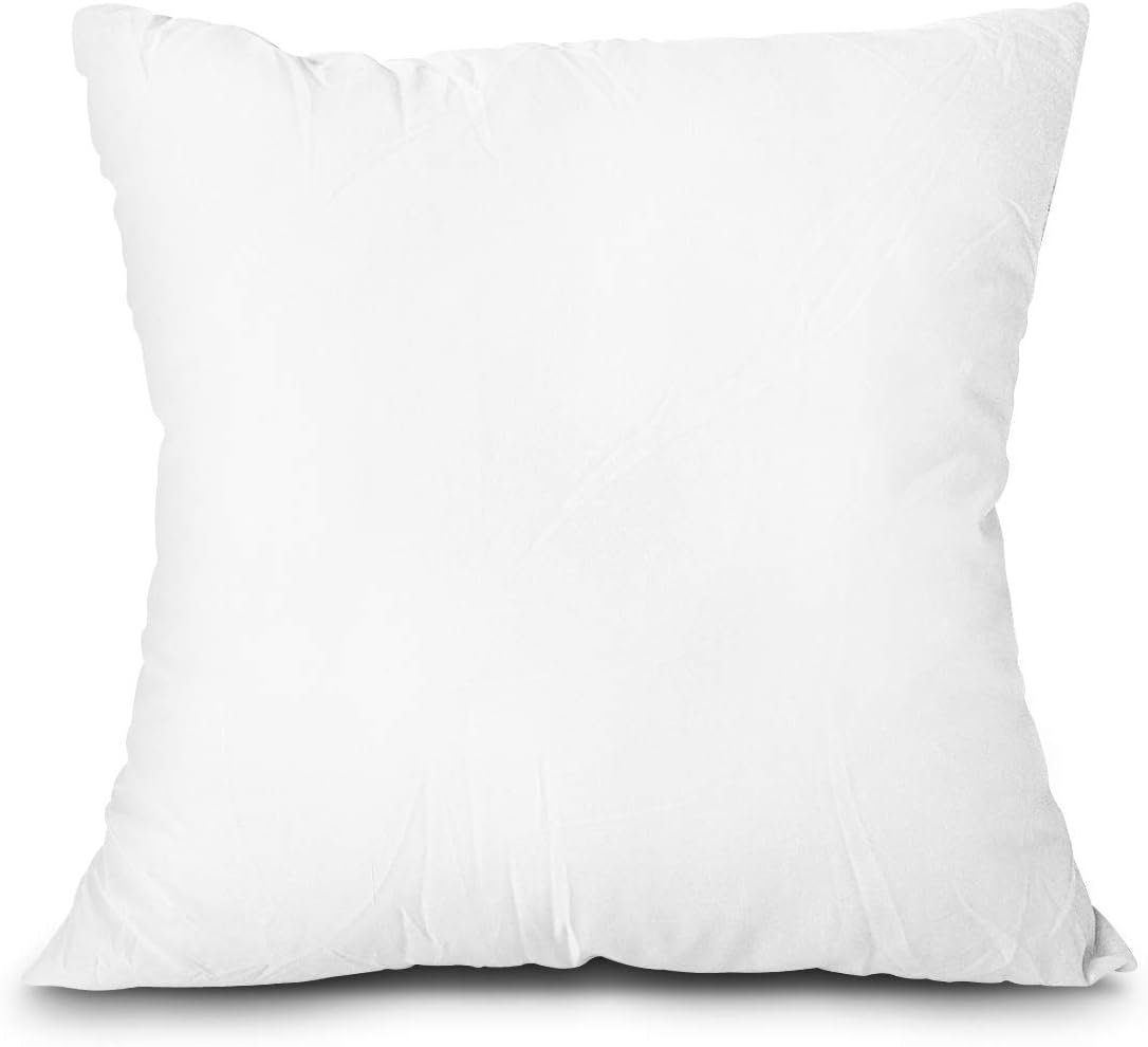 EDOW Throw Pillow Insert, Lightweight Soft Polyester Down Alternative Decorative Pillow, Sham Stuffer, Machine Washable. (White, 18×18)