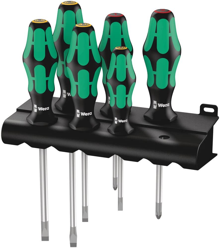 WERA 05105650001 334/6 Rack Screwdriver Set Kraftform Plus Lasertip and Rack, 6 Pieces
